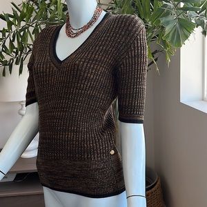 Scotch & Soda
Women's Black Rib Mélange Short Sleeve V-neck Sweater